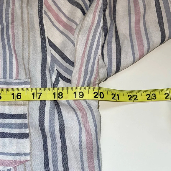 Maurices White & Multicolor Pastel Striped Button Down Shirt Large Women’s - Picture 8 of 12
